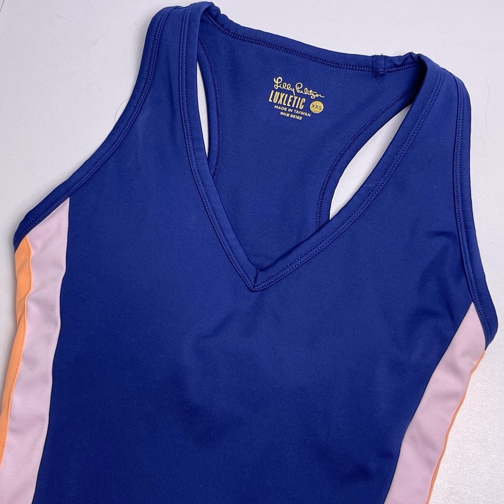 Lilly Pulitzer Women's XXS Blue Luxletic Vanti Bra Tank Top Oyster Bay Navy